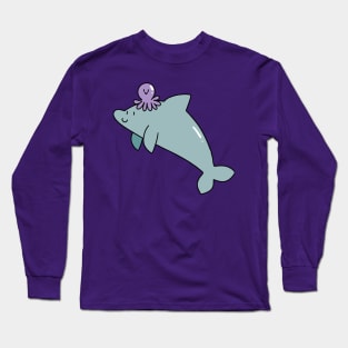 Dolphin with Purple Octopus Long Sleeve T-Shirt